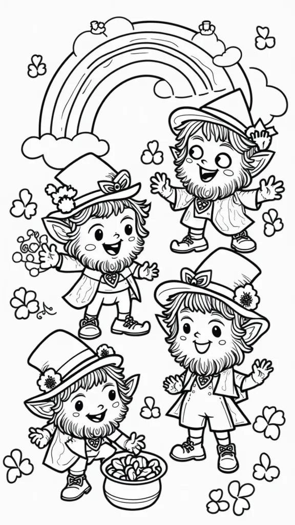 Páginas para colorear imprimibles de Leprechaun